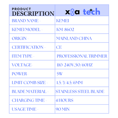 Kemei KM-8602 Professional Hair Trimmer for Men_img_4