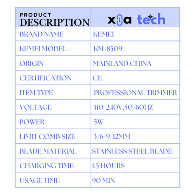 Kemei KM-8509 Professional Hair Trimmer for Men_img_5