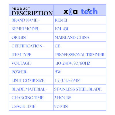Kemei KM-431 Professional Hair Trimmer for Men_img_2