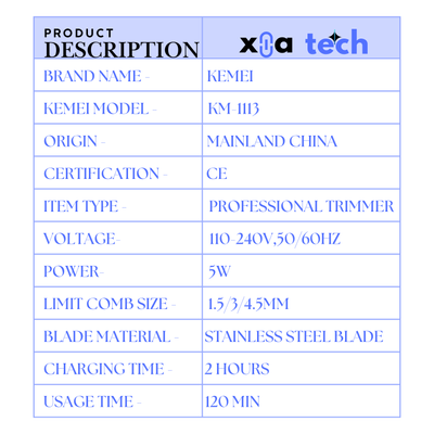 Kemei KM-1113 Professional Hair Trimmer for Men_img_7