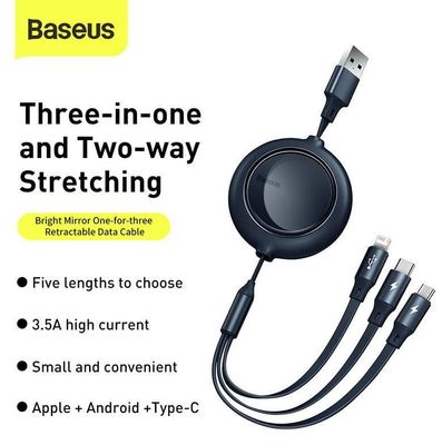 Baseus Bright Mirror 2 Series Retractable 3-in-1 Fast Charging Data Cable USB to M+L+C 3.5A_img_2