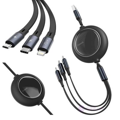Baseus Bright Mirror 2 Series Retractable 3-in-1 Fast Charging Data Cable USB to M+L+C 3.5A_img_1