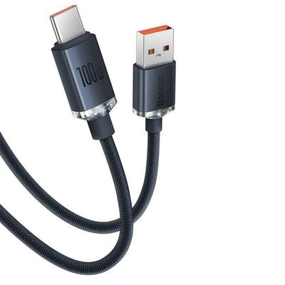 Baseus Fast Charging Data Cable USB to Type C 100W (Crystal Shine Series) blue_img_0