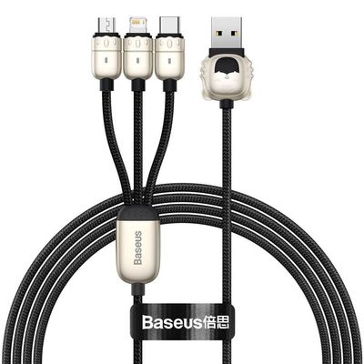 Baseus One-for-Three Data Cable USB to M+L+C (CASX010001) – Black Color_img_0