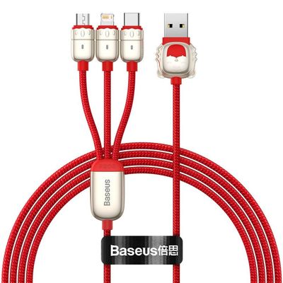 Baseus One-for-Three Data Cable USB to M+L+C (CASX010009) – Red Color_img_0
