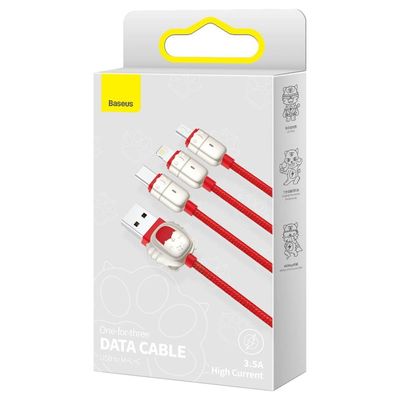 Baseus One-for-Three Data Cable USB to M+L+C (CASX010009) – Red Color_img_1