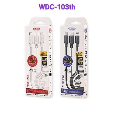 WK WDC-103th 3 In 1 Micro Lightning Type C 2A Max Fast Charging USB Cable_img_0