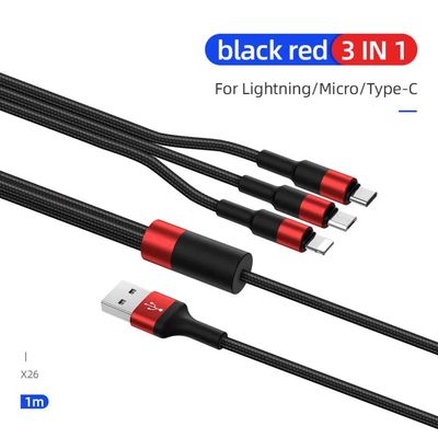 X26 Xpress 3 in 1 charging cable (Lightning+Micro+Type-C) – Black & Red_img_0