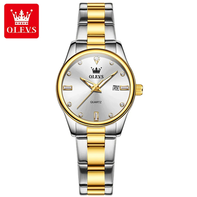 OLEVS 3621 Ladies Chain Watch- Silver Dial- Golden Bezel- Silver+Golden Bezel- TF Code OL976CF_img_0