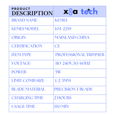 Kemei KM-2259 Professional Hair Trimmer for Men_img_7