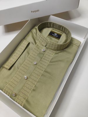 Royal Olive Majesty premium embroidery Panjabi_img_1