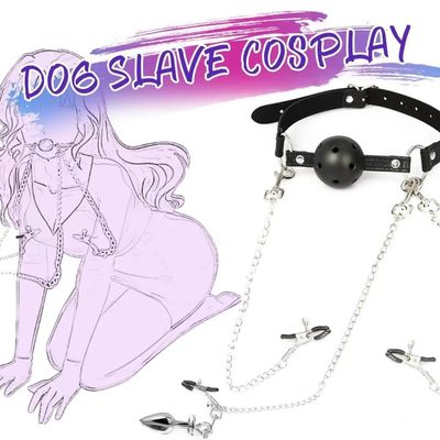 Erotic Toy Leather Mouth Gag Ball Anal Butt Plug with Chain Clip Breast Nipple Clamps Fetish Bondage Harness Sex Toys Adult Game_img_5