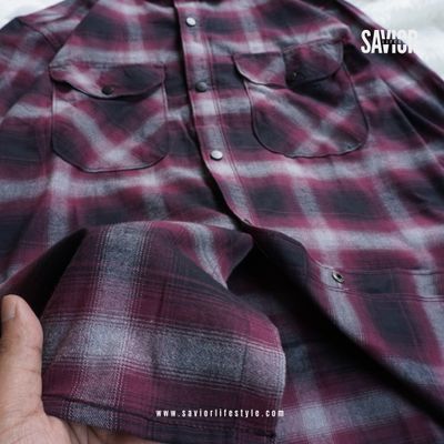 Maroon Gradient - Double Pocket Full Sleeve Check Shirt_img_2