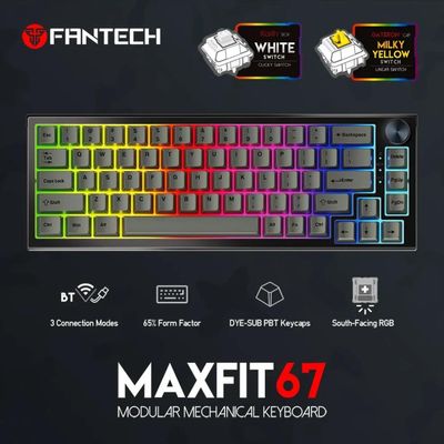 Fantech MAXFIT67 MK858 RGB Pre-Lubed Gateron Milky Yellow Switch Mechanical Hotswap Keyboard_img_0