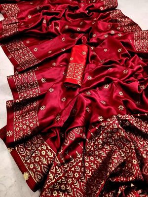Premium Bodhuya Japani Silk Saree with Blouse Piece_img_1