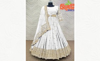 সেমী স্টিচড জর্জেট এমব্রয়ডারি পার্টি ড্রেস_img_0