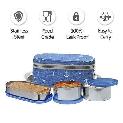 Milton Corporate Lunch 3 Stainless Steel Lunch Box- Blue Color_img_1