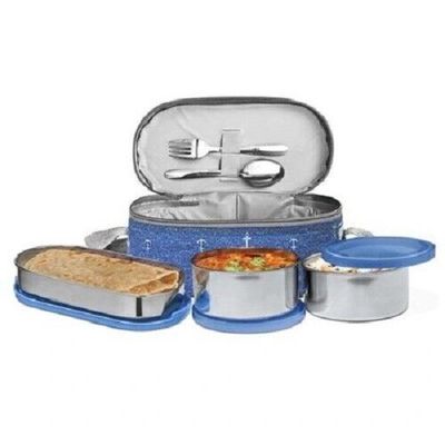 Milton Corporate Lunch 3 Stainless Steel Lunch Box- Blue Color_img_2