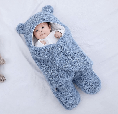 Baby Blanket | Newborn Outdoor Windproof Plush Solid Colour Soft Baby Hold Blankets Infant Cocoon Wraps Cotton Winter Sleeping Bag Multicolor For (0-1 Year )_img_1