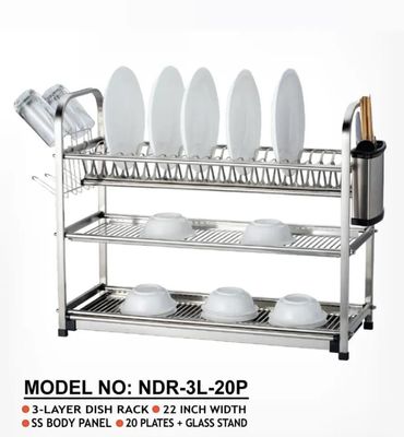 Stainless Steel Dish Rack 3 Layer and 20plates NDR-3L-20P_img_0