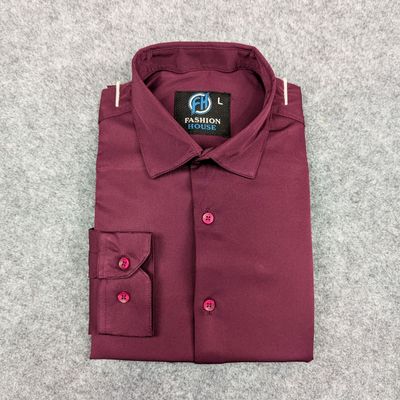 China Micro Stig Shirt (Formal / Casual) (Maroon)_img_1