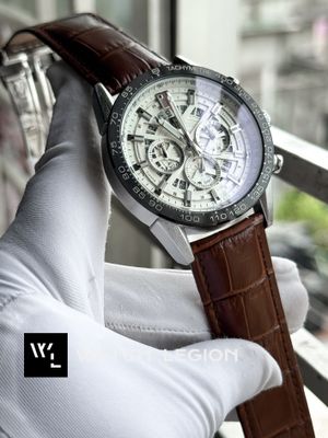 TAG HEUER 100M BROWN BELT SILVER CASE WHITE DIAL