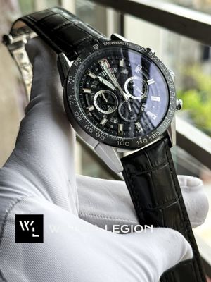 TAG HEUER 100M BLACK BELT SILVER CASE BLACK DIAL