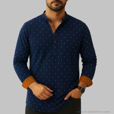 Premium Quality Cotton Katua '(NAVY Print)' / সুতি কাতুয়া_img_0