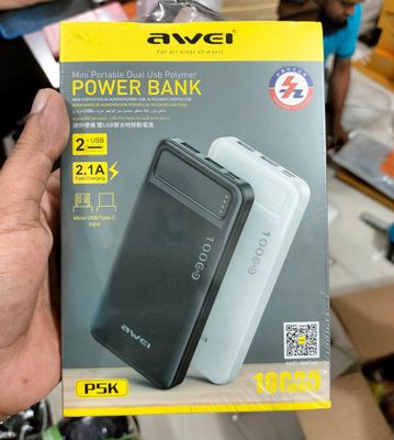 Awei P5K 10000mAh Dual USB Port Power Bank Fast Charging Micro USB and Type C Input Power Bank_img_3