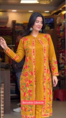 Yellowish Orange Digital Printed Cotton Co-Ord Suit_img_3