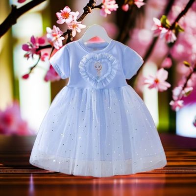 Girls Elsa Princess Dress (Blue)_img_0