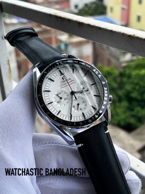 Omega Belt Chrono Black Belt Silver Body White Dial_img_0