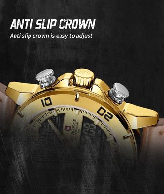Naviforce 9253 Gents Belt Watch- Golden Dial- Golden Bezel- Brown Belt- TF Code NF996BM_img_12