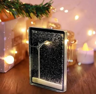 Christmas Gift Handmade DIY Snow Scenery Night Light Romantic Snowflake Lamp DIY Material Desktop Decor Snowy Night Street Lamp_img_0