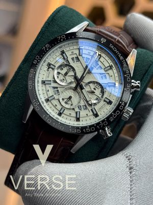 tagheuer 100m brown belt silver case white dial_img_0