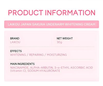 Laikou Japan Sakura Underarm Brightening Cream - 30g_img_4
