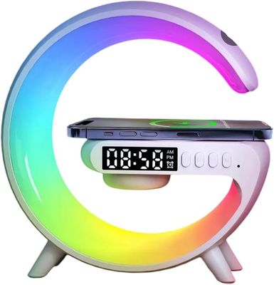 G63 Smart Light Sound Speaker Machine Fast Charging Alarm Clock 7-Color RGB Music Player Speaker_img_1