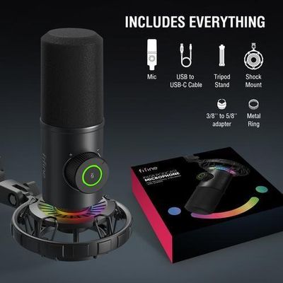 FIFINE K658 USB Dynamic Cardioid Podcast Microphone With A Live Monitoring, Gain Control, Mute Button_img_2