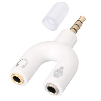 U-Shape Converter- 3.5mm Audio Splitter For Headphone and Microphone- White_img_2