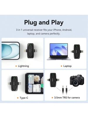 Ulanzi V6 3-in-1 Wireless Lavalier Microphone for iPhone, Android, Tablet & Camera_img_2