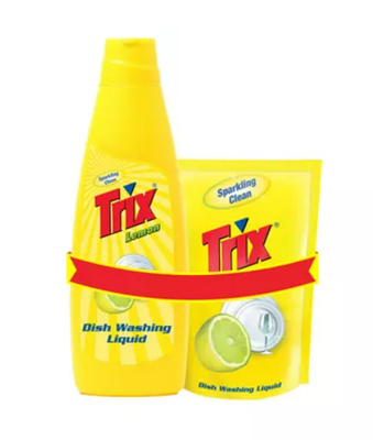 Trix Lemon Dishwashing Liquid Bottle 500 ml & Refill 250 ml Combo_img_0