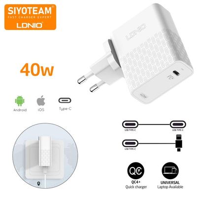 LDNIO 40W Type-C PD Fast Charging Foldable Power Adapter (A1405C) – White Color_img_0