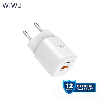 WiWU 33W Gan Fast Charger USB-C + QC3.0 Power Adapter- White Color_img_0