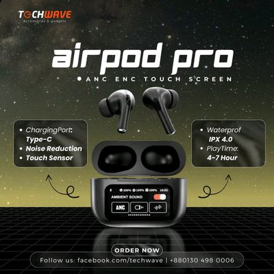 AirPods A9 Pro Earbuds 100% ANC/ENC with LED Touch Screen._img_0