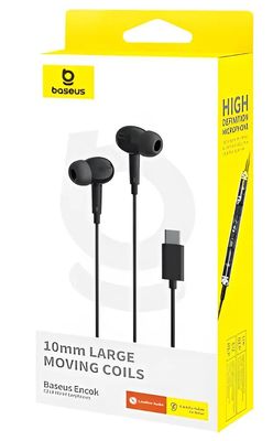 Baseus Encok CZ18 Type-C Wired Earphones – Black_img_1