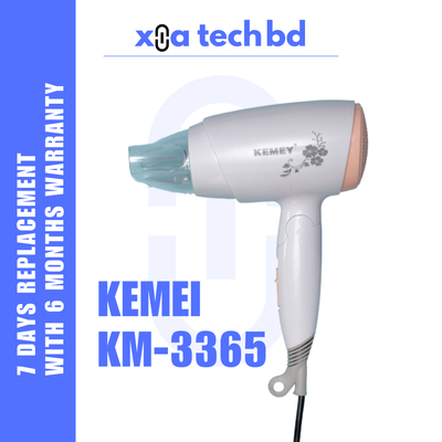 Kemei KM-3365 Silky Shine 1800W Hot And Normal Cool Air Foldable Hair Dryer_img_0