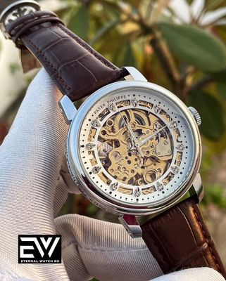 Patek Automatic Silver Case Brown Belt_img_0