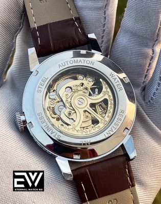 Patek Automatic Silver Case Brown Belt_img_1