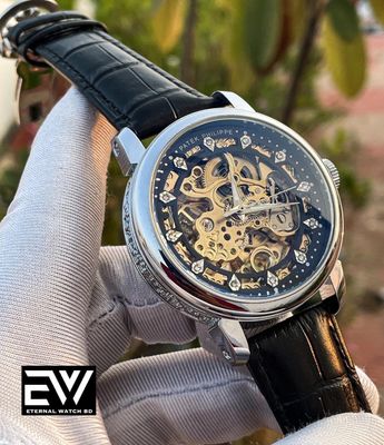 Patek Automatic Silver Case Black Belt_img_0