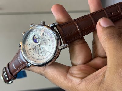 PATEK BROWN BELT TWO CHRONO SILVER CASE WHITE DIAL_img_0
